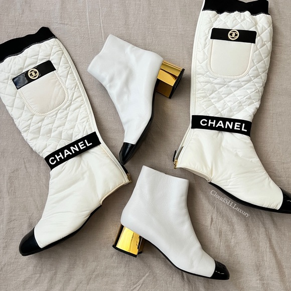 ❌❌ Chanel 2 in 1 White CC Logo Boots G38428 - Size 38 - Picture 4 of 16